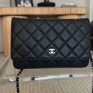 Chanel Lambskin Wallet on Chain - Silver Hardware